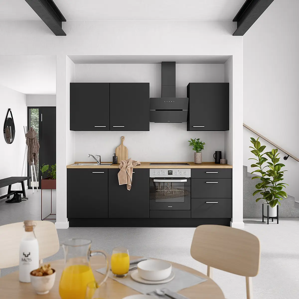 Küchenzeile High-Line Touch Variante C | Schwarz
