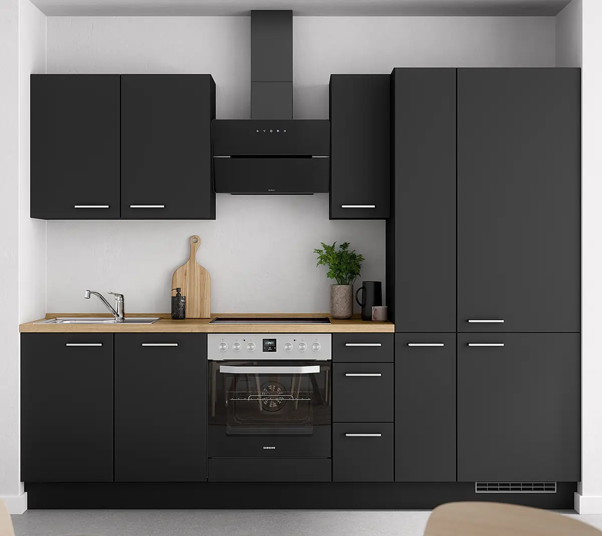 Küchenzeile High-Line Touch Variante A | Schwarz