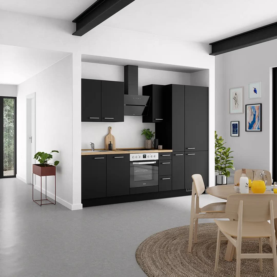 Küchenzeile High-Line Touch Variante A | Schwarz