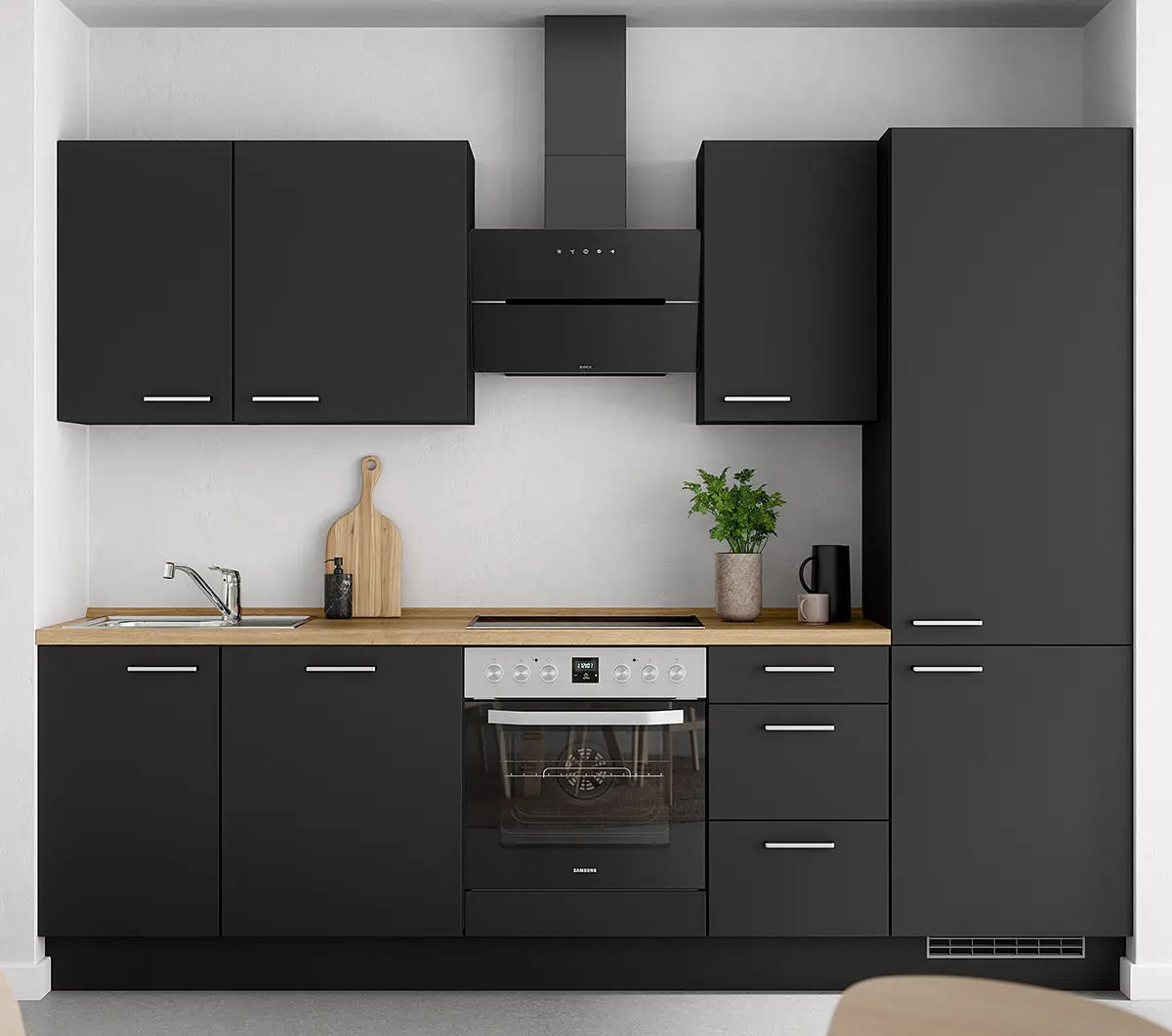 Küchenzeile High-Line Touch Variante B 270cm | Schwarz