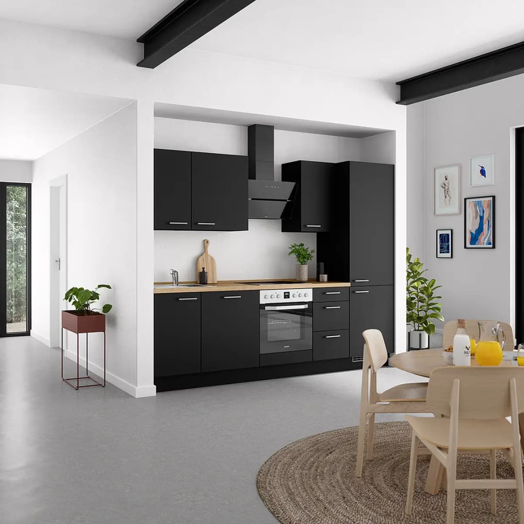 Küchenzeile High-Line Touch Variante B 270cm | Schwarz