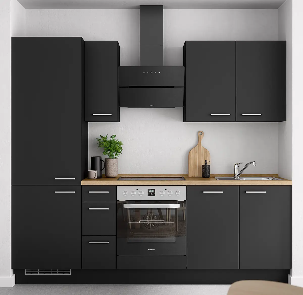 Küchenzeile High-Line Touch Variante A | Schwarz