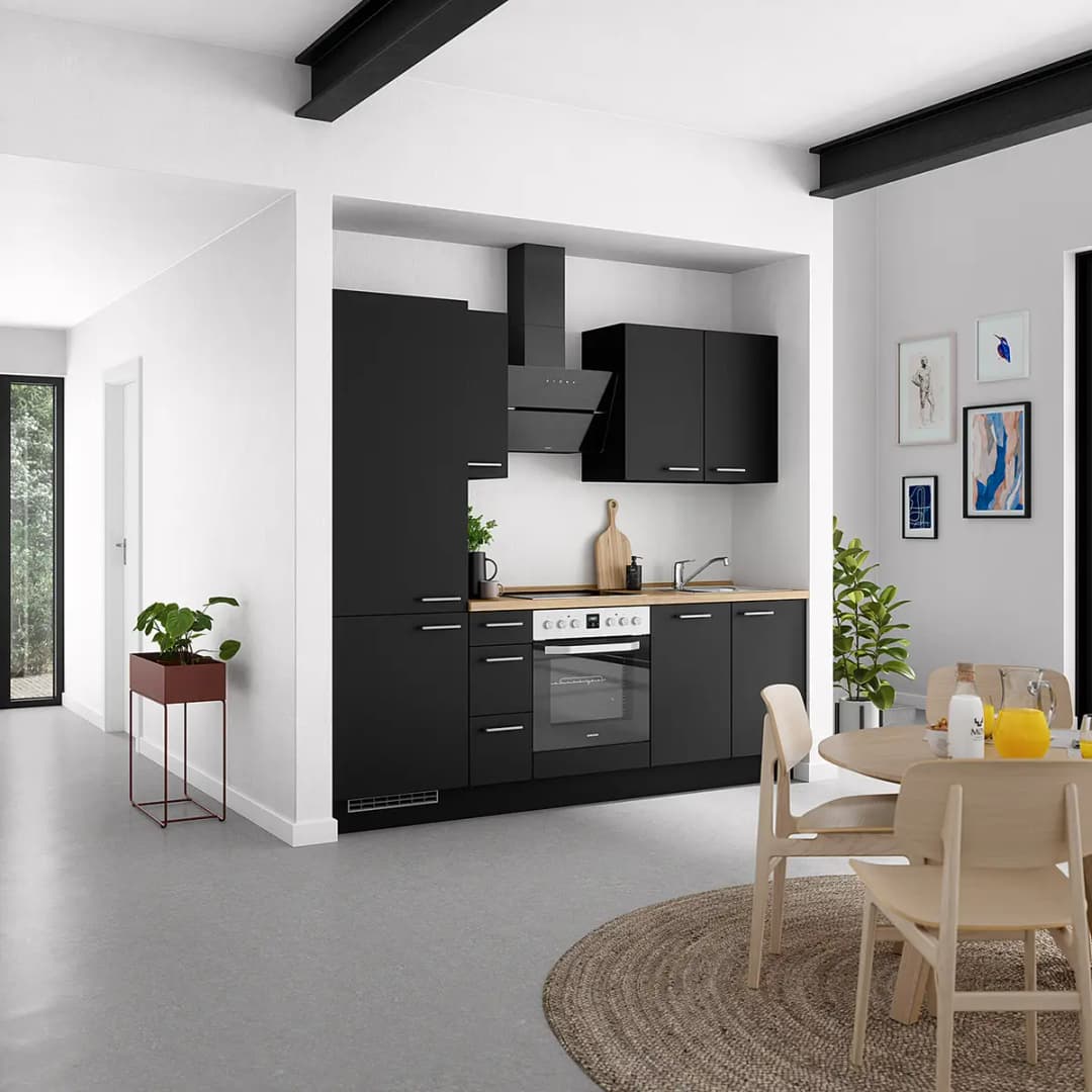 Küchenzeile High-Line Touch Variante A | Schwarz