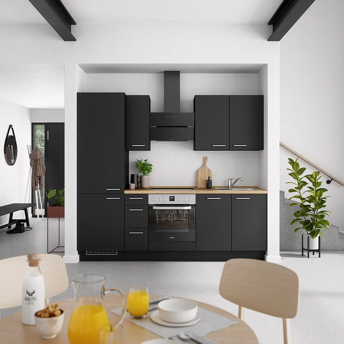 Küchenzeile High-Line Touch Variante A | Schwarz