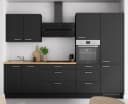 Küchenzeile High-Line Touch Variante D | Schwarz