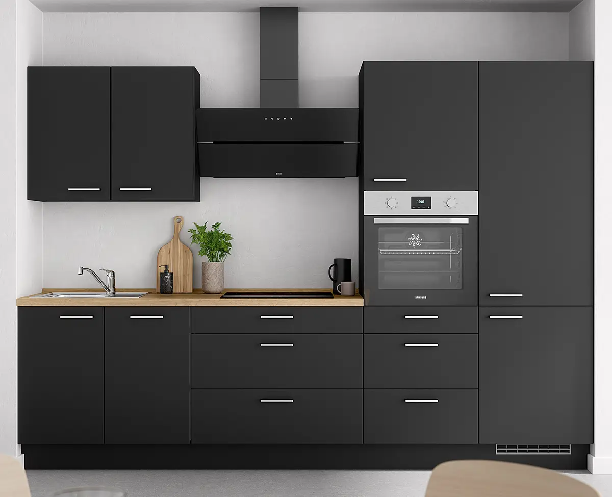 Küchenzeile High-Line Touch Variante D | Schwarz