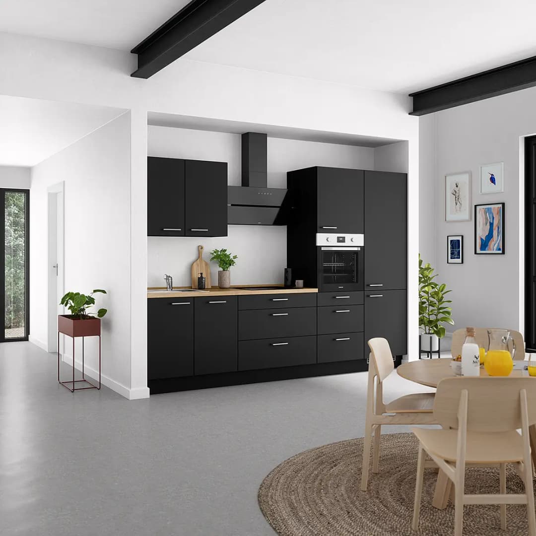 Küchenzeile High-Line Touch Variante D | Schwarz