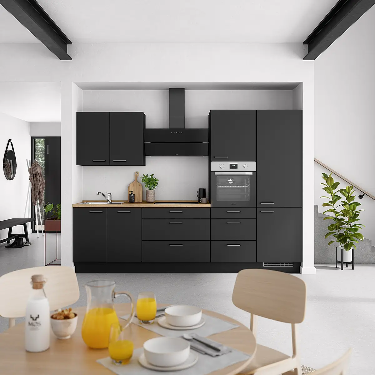 Küchenzeile High-Line Touch Variante D | Schwarz
