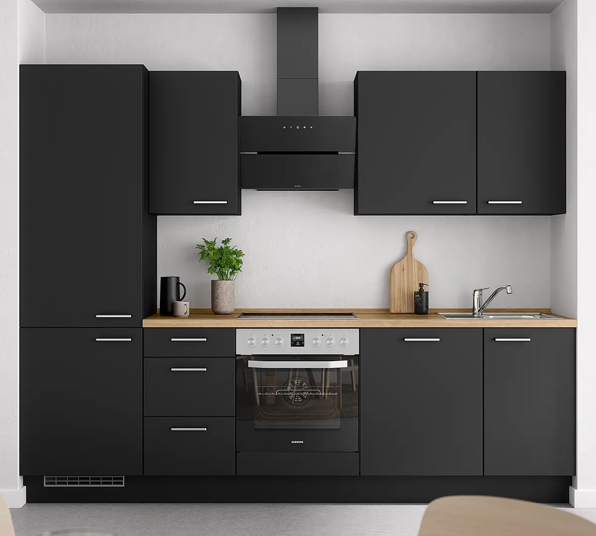 Küchenzeile High-Line Touch Variante B 270cm | Schwarz