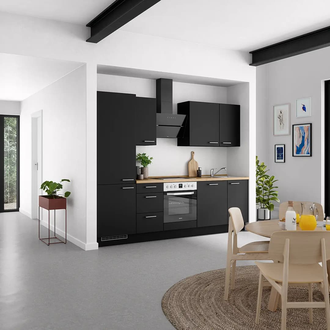Küchenzeile High-Line Touch Variante B 270cm | Schwarz
