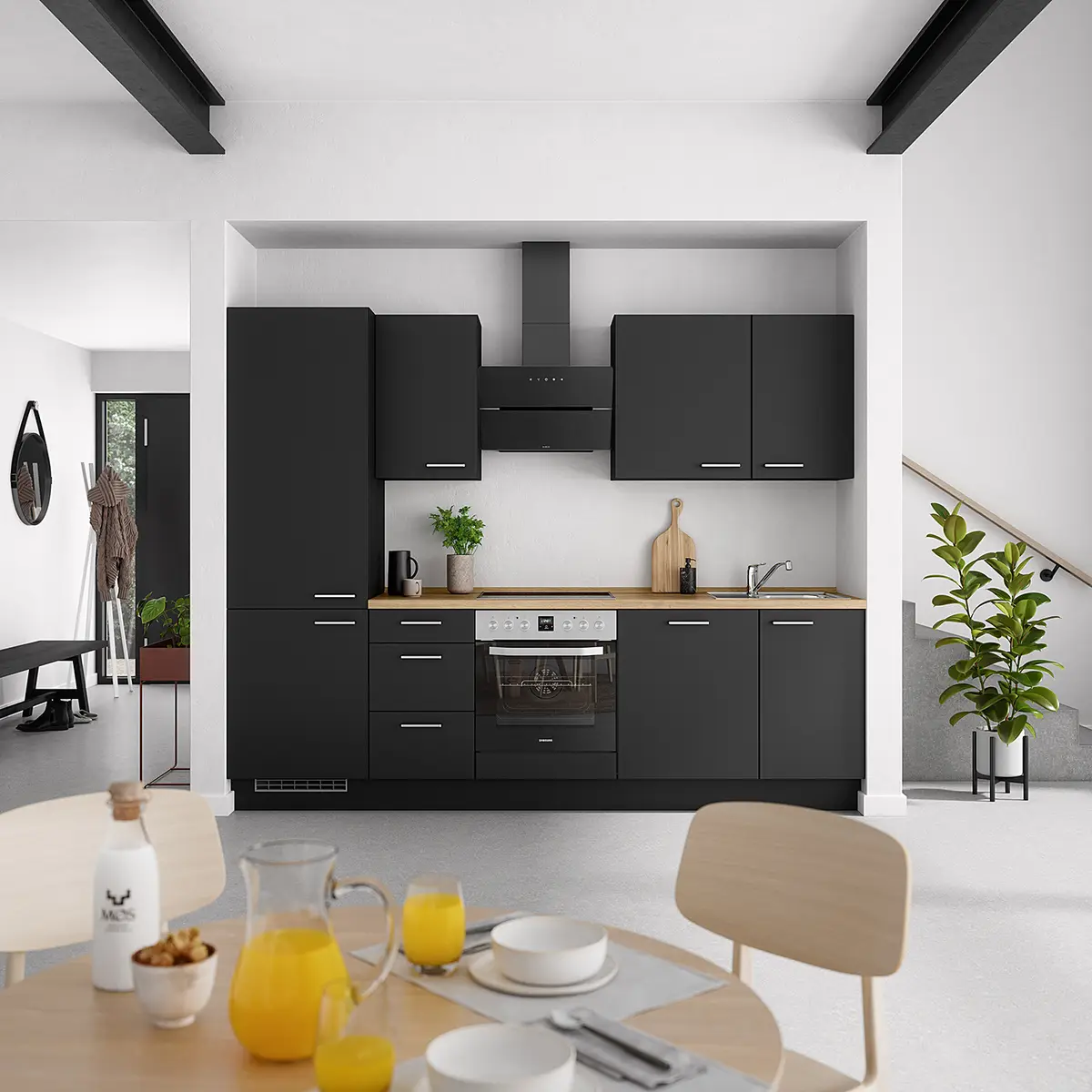 Küchenzeile High-Line Touch Variante B 270cm | Schwarz