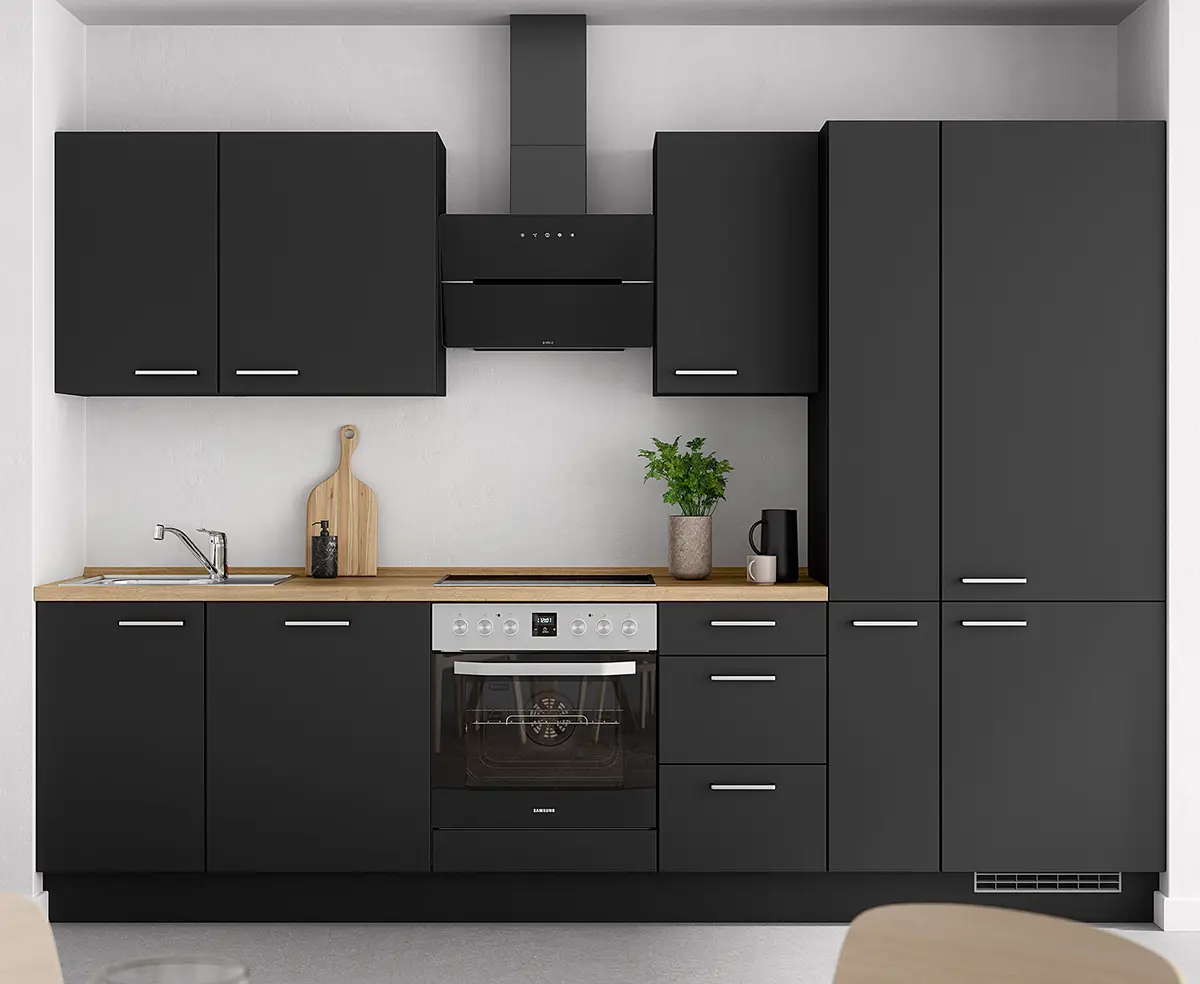 Küchenzeile High-Line Touch Variante B | Schwarz