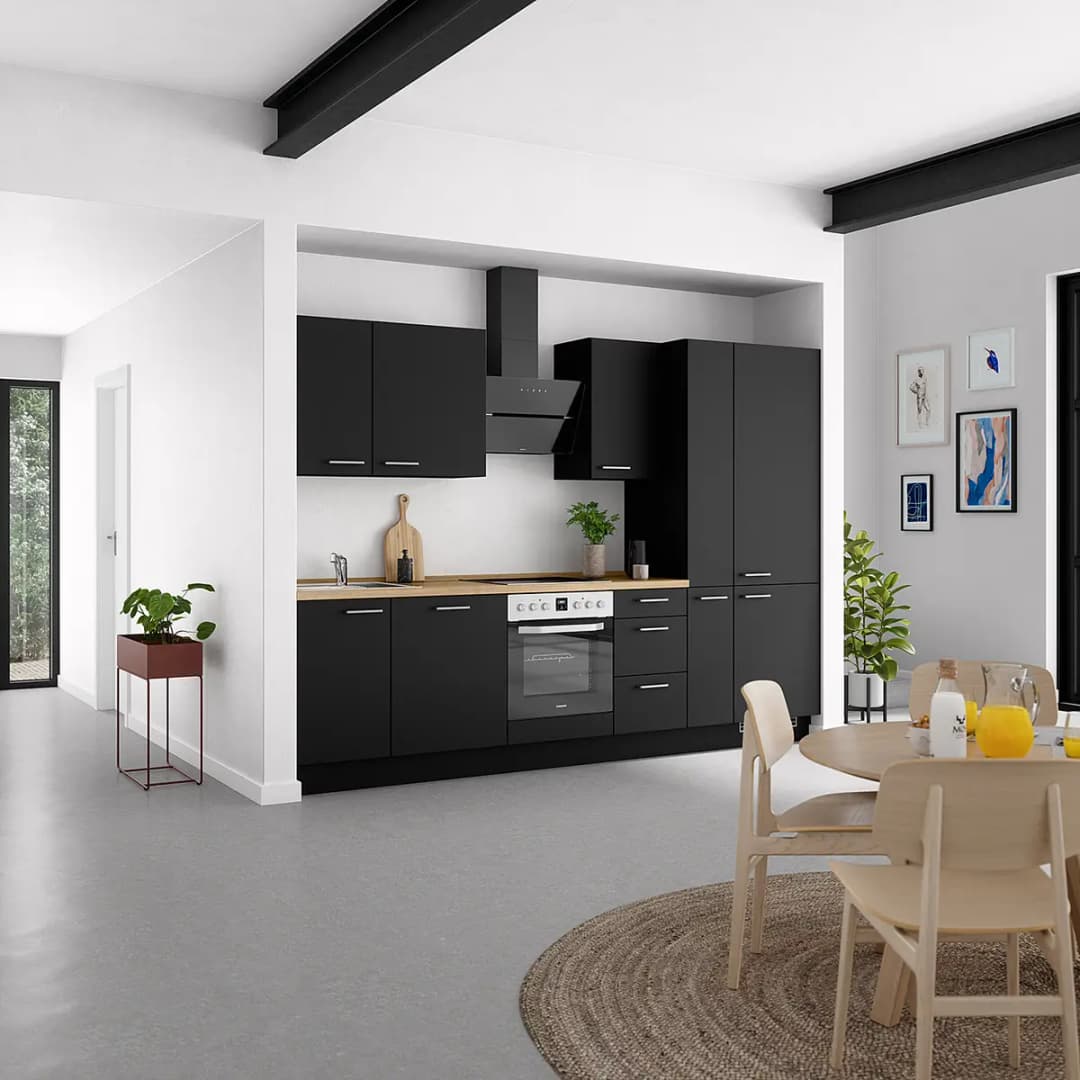 Küchenzeile High-Line Touch Variante B | Schwarz