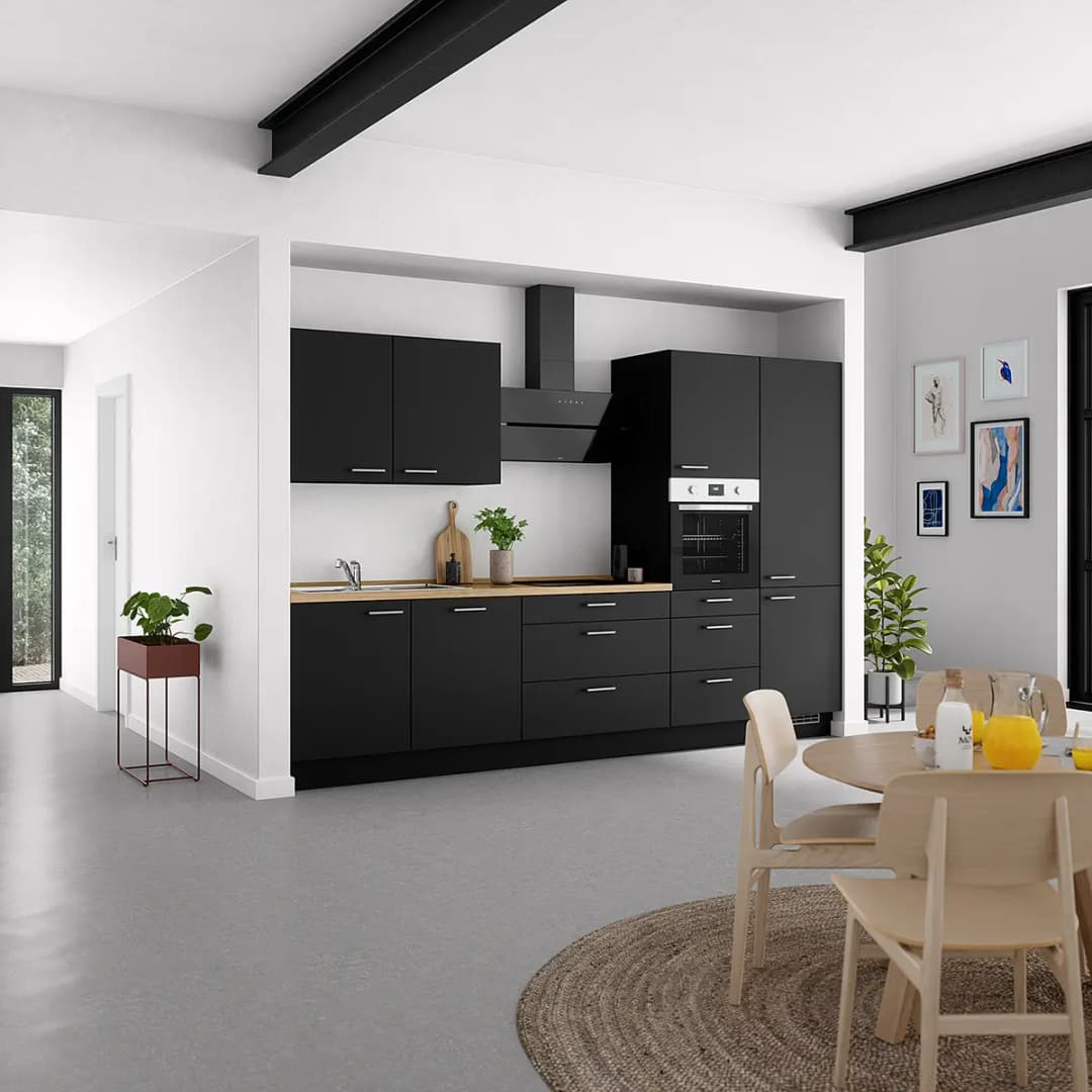 Küchenzeile High-Line Touch Variante D | Schwarz