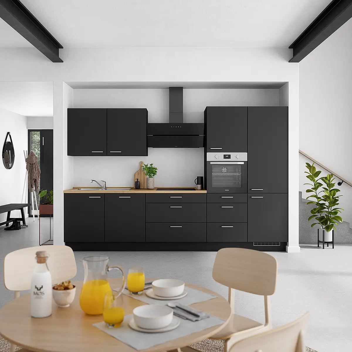 Küchenzeile High-Line Touch Variante D | Schwarz