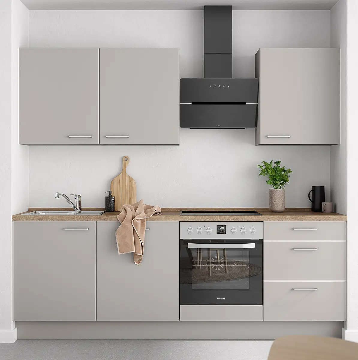 Küchenzeile High-Line Touch Variante C 240cm | Grau