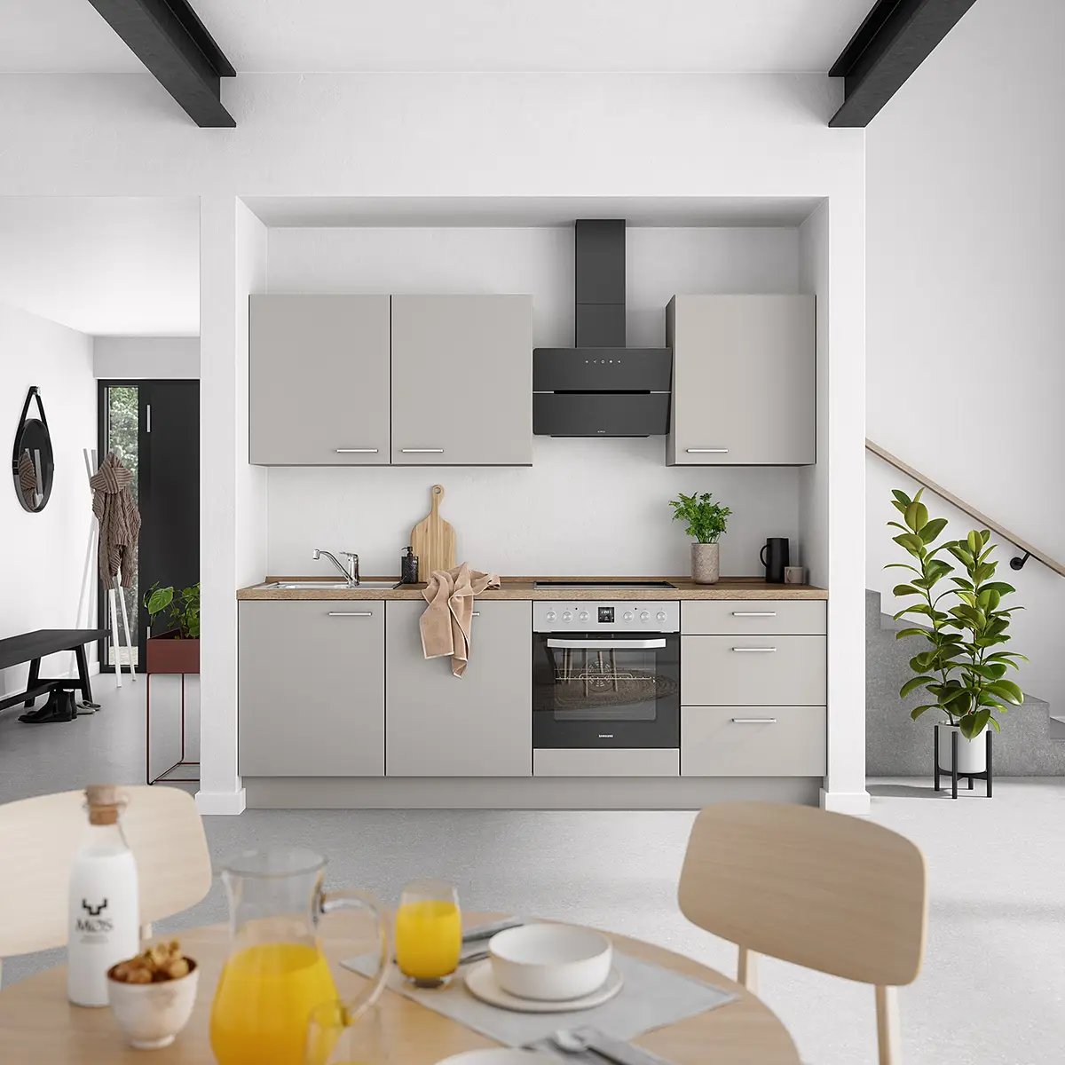 Küchenzeile High-Line Touch Variante C 240cm | Grau