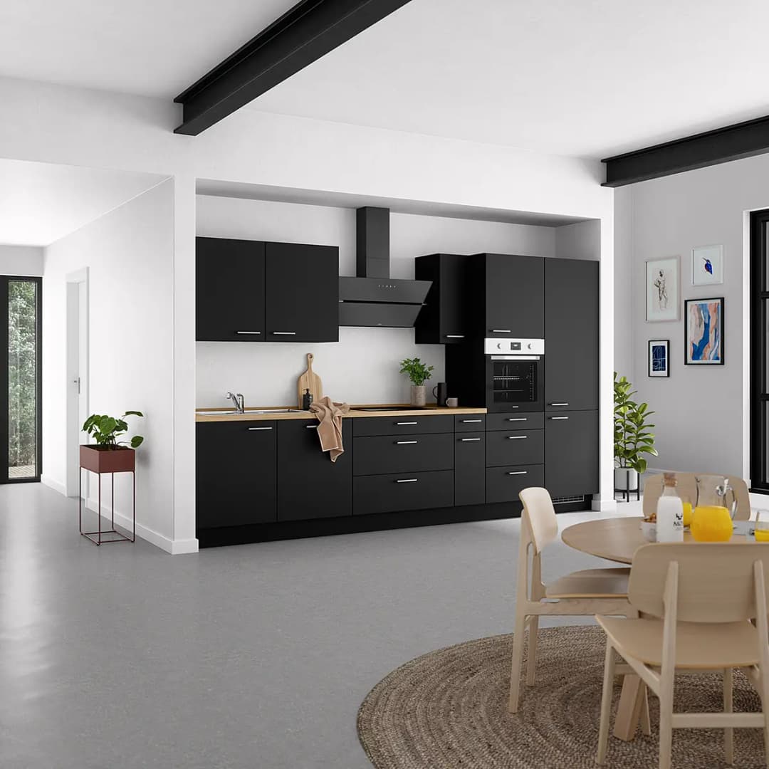 Küchenzeile High-Line Touch Variante D 360cm | Schwarz