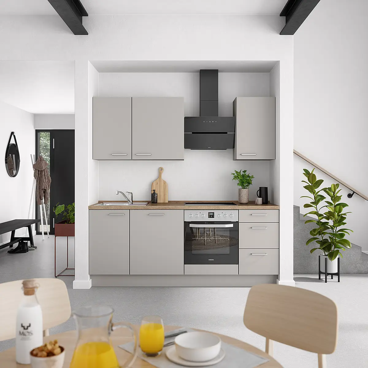 Küchenzeile High-Line Touch Variante B | Grau