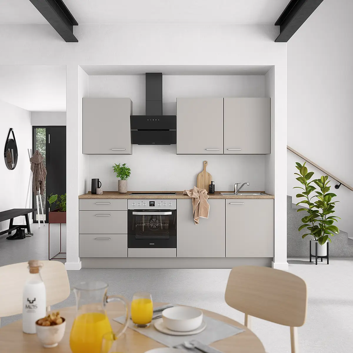 Küchenzeile High-Line Touch Variante C | Grau
