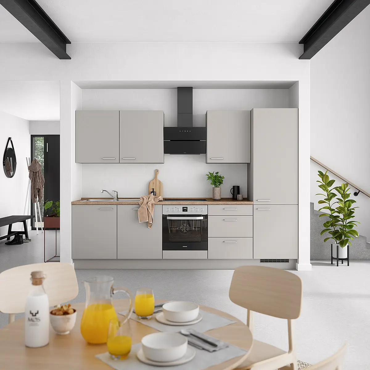 Küchenzeile High-Line Touch Variante C | Grau