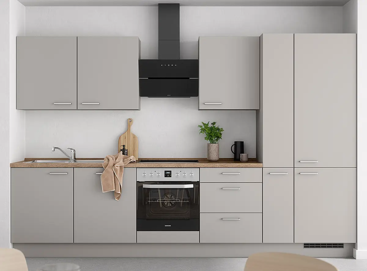 Küchenzeile High-Line Touch Variante C 330cm | Grau