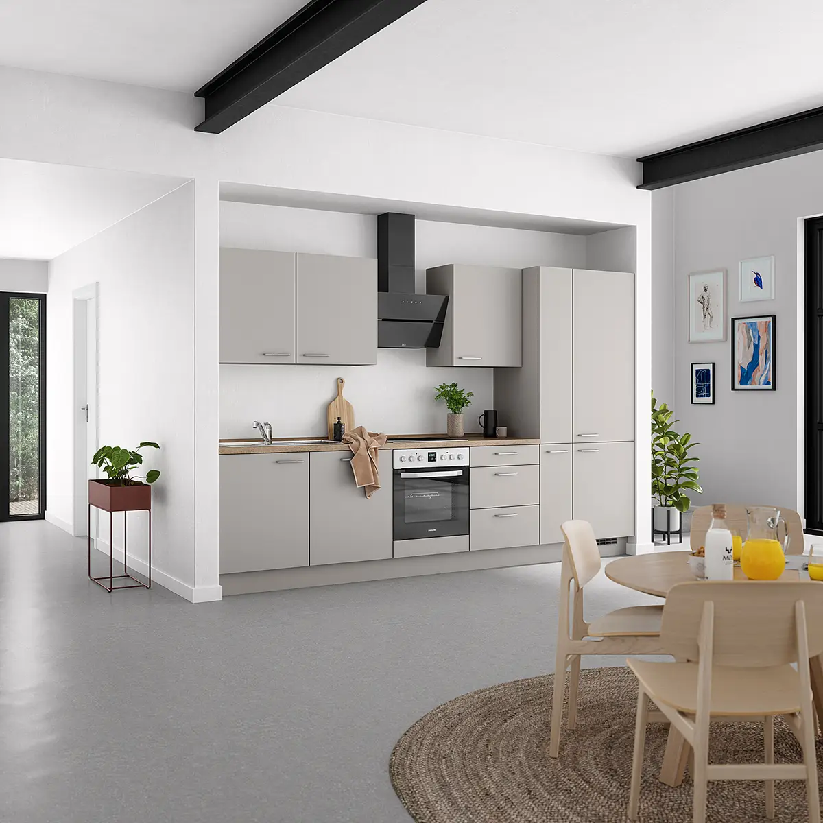 Küchenzeile High-Line Touch Variante C 330cm | Grau