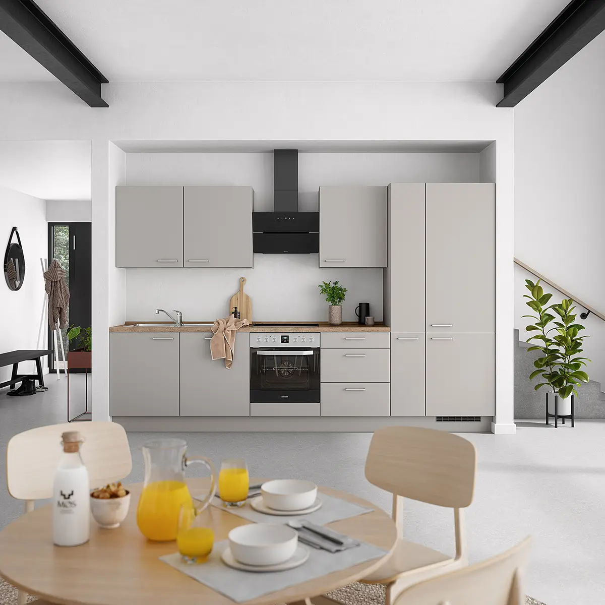 Küchenzeile High-Line Touch Variante C 330cm | Grau