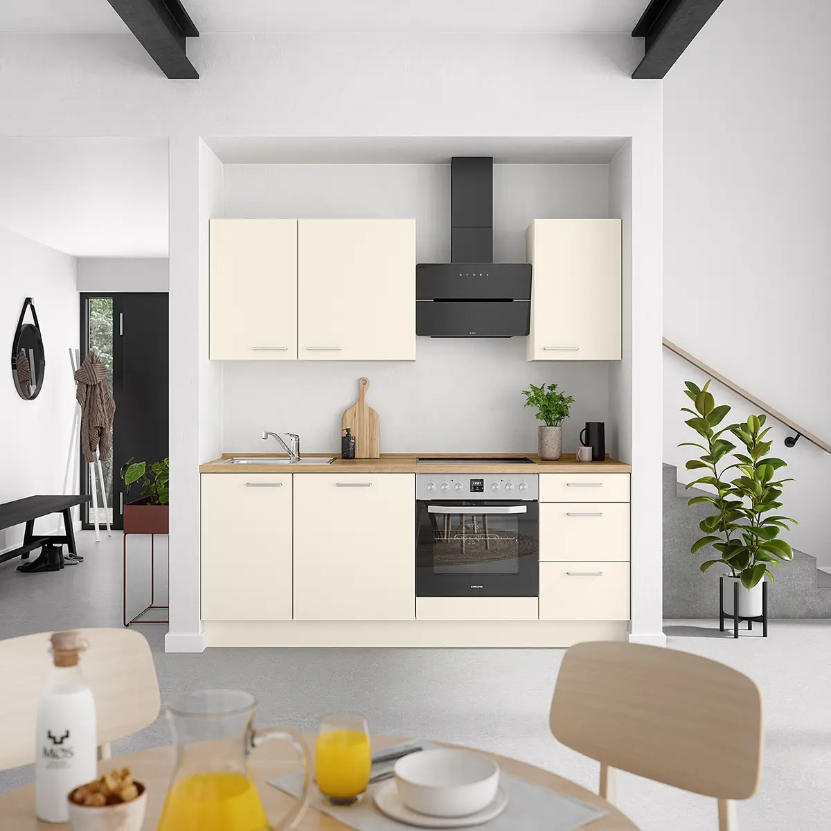 Küchenzeile High-Line Touch Variante B 210cm | Beige