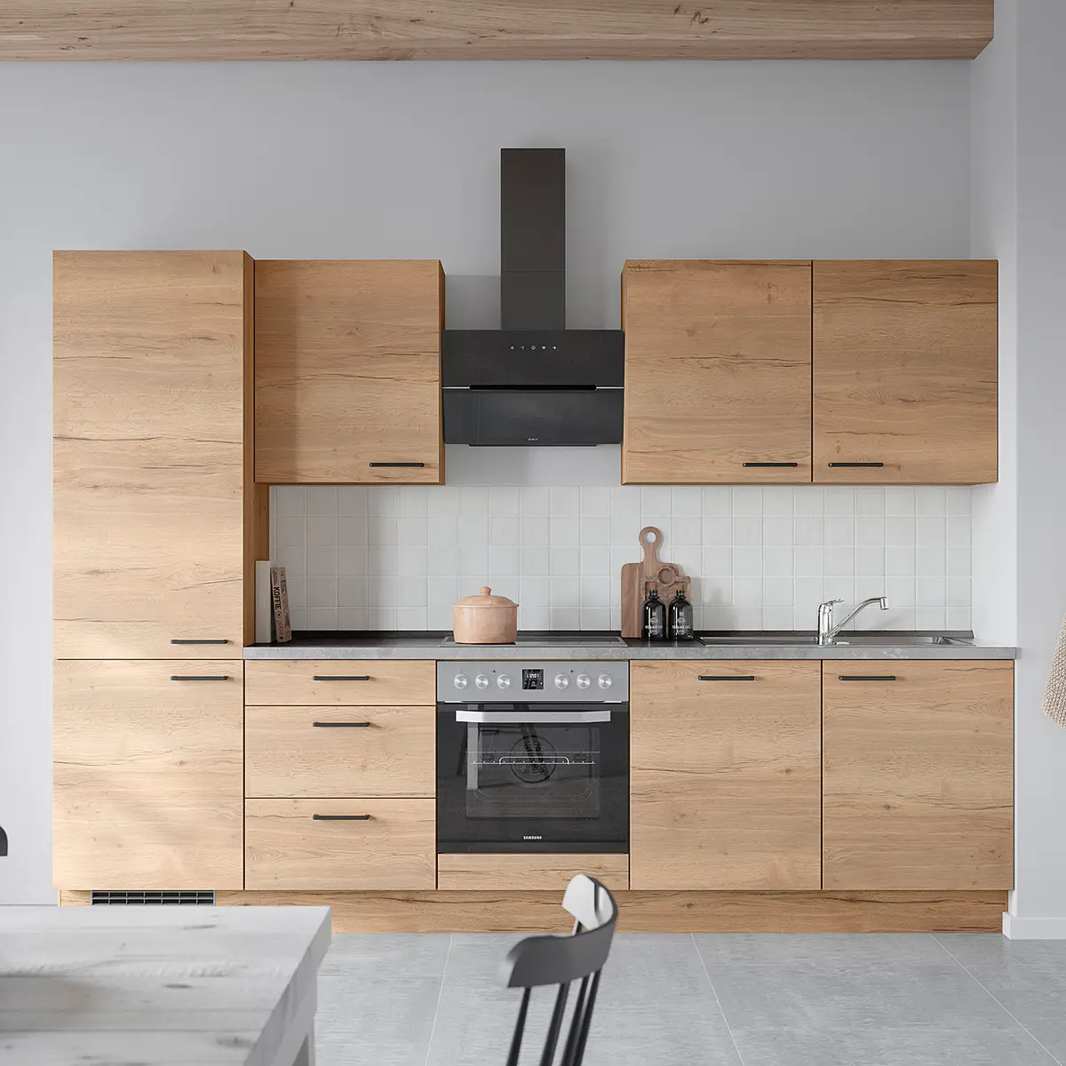 Küchenzeile High-Line Structura Kombi C 300cm | Holztöne