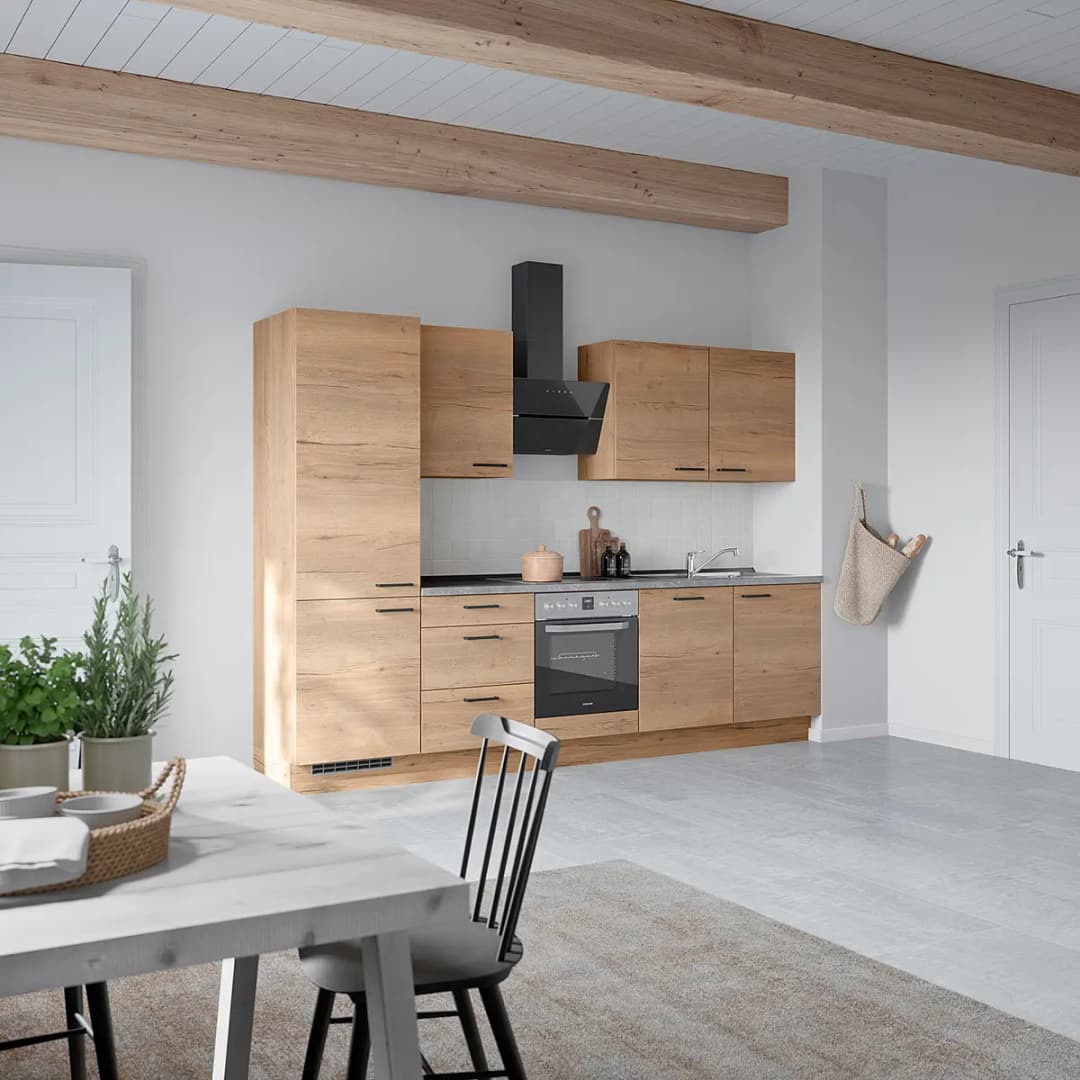 Küchenzeile High-Line Structura Kombi C 300cm | Holztöne