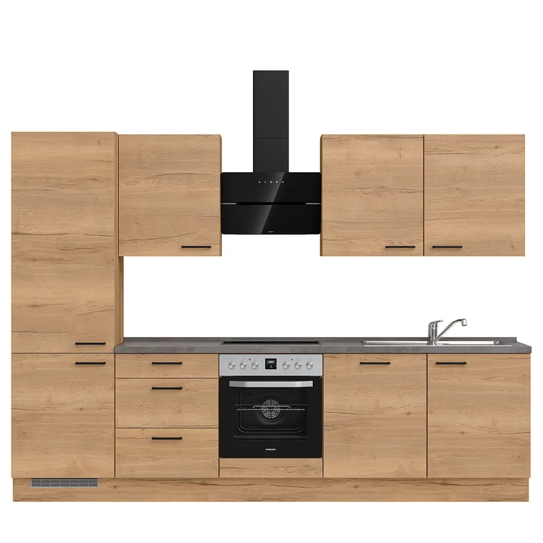Küchenzeile High-Line Structura Kombi C 300cm | Holztöne
