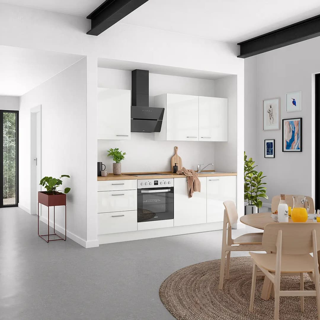 Küchenzeile High-Line Flash Kombi C 240cm | Weiß