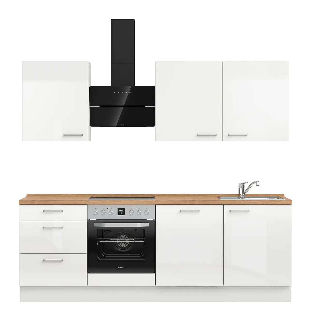 Küchenzeile High-Line Flash Kombi C 240cm | Weiß