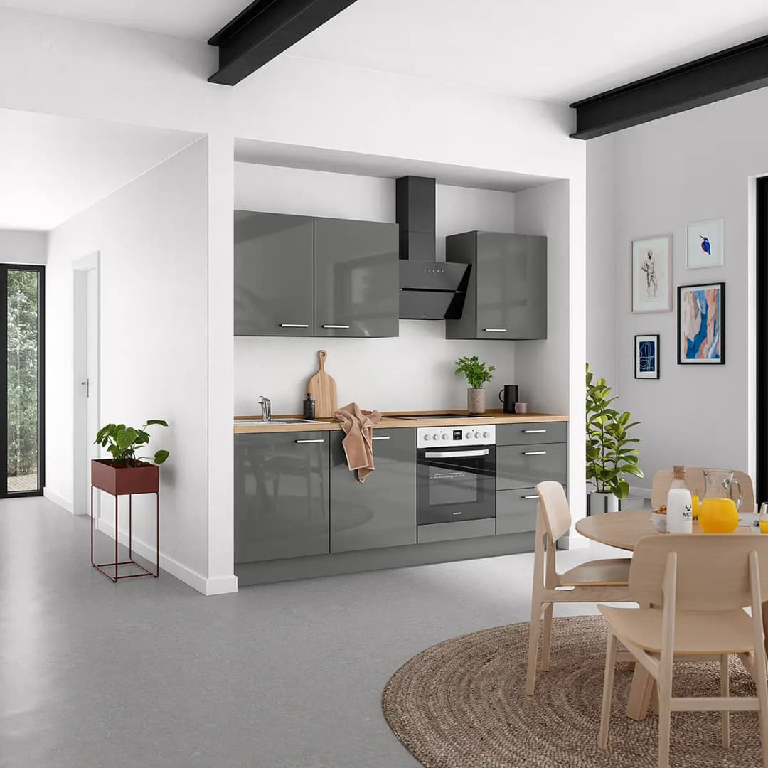 Küchenzeile High-Line Flash Kombi C 240cm | Grau