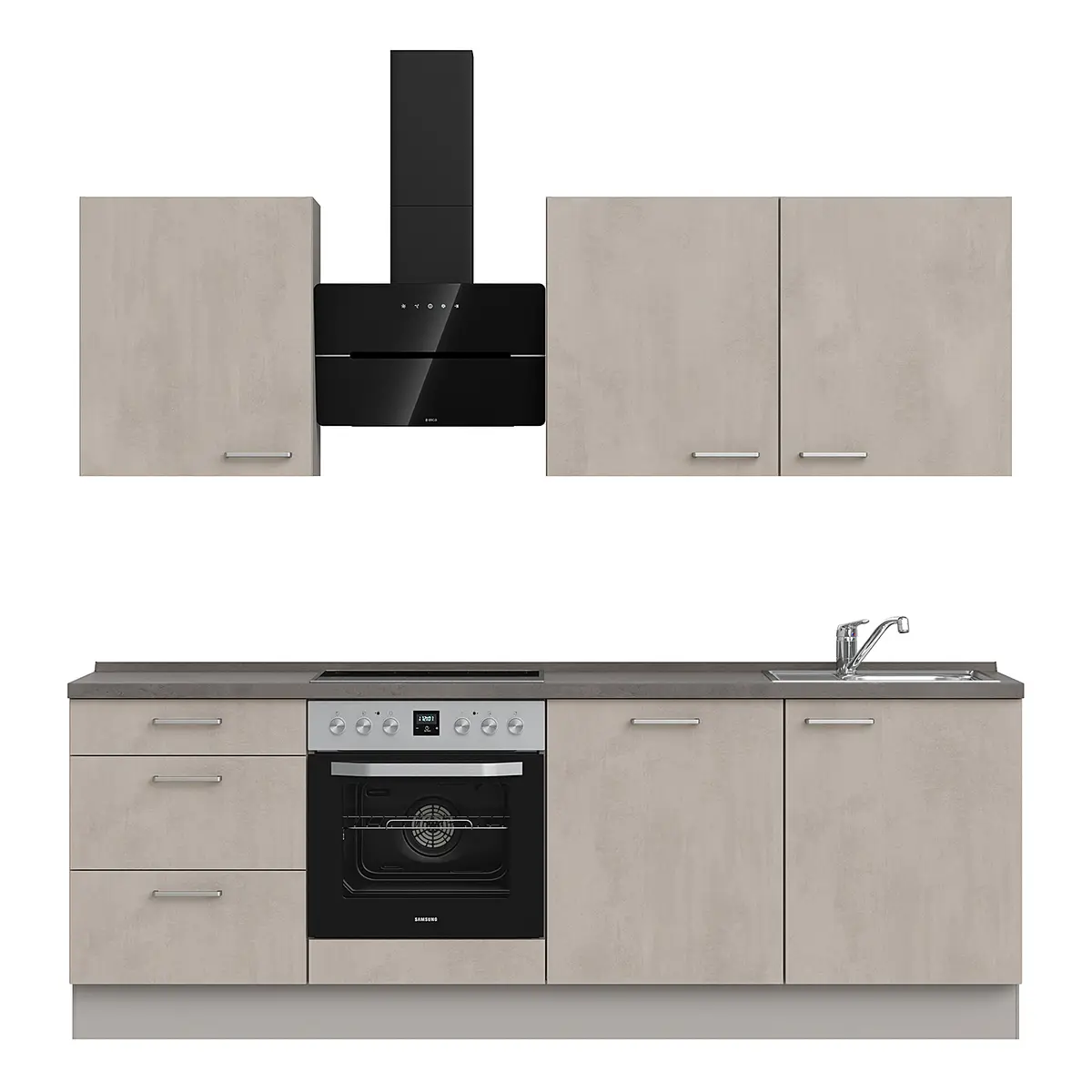 Küchenzeile High-Line Riva Kombi C 240cm | Grau