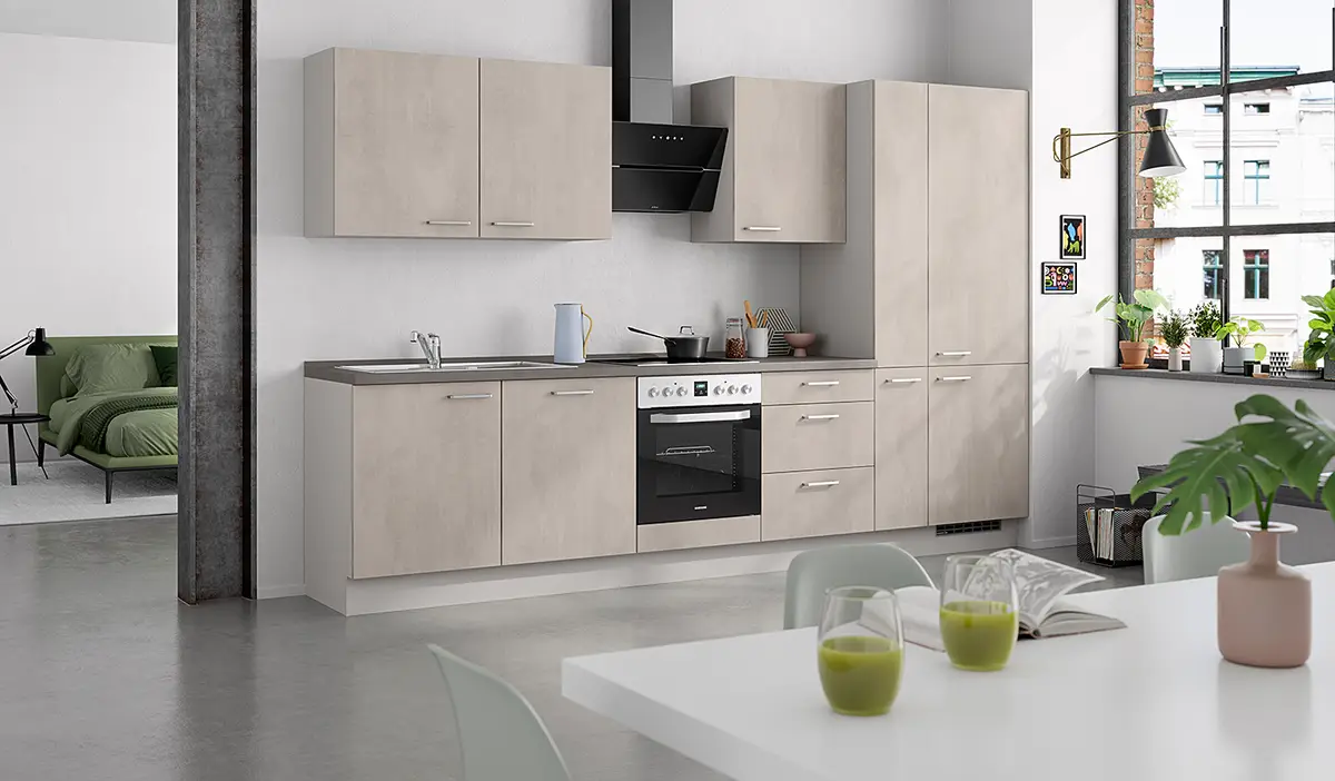 Küchenzeile High-Line Riva Kombi C 330cm | Grau