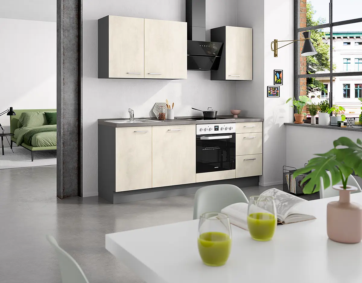 Küchenzeile High-Line Riva Kombi B 210cm | Mehrfarbig