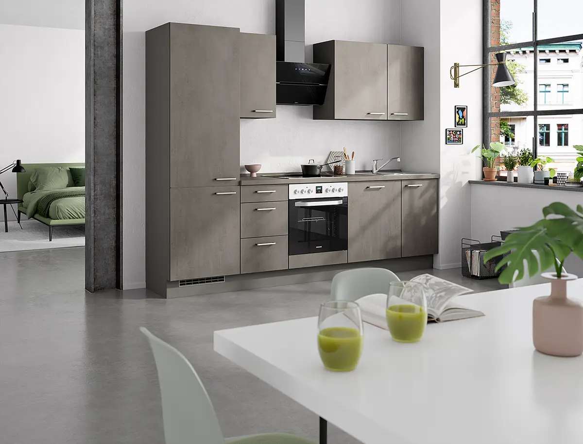 Küchenzeile High-Line Riva Kombi B 270cm Ausrichtung links | Grau