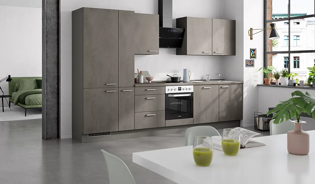 Küchenzeile High-Line Riva Kombi C 330cm | Grau