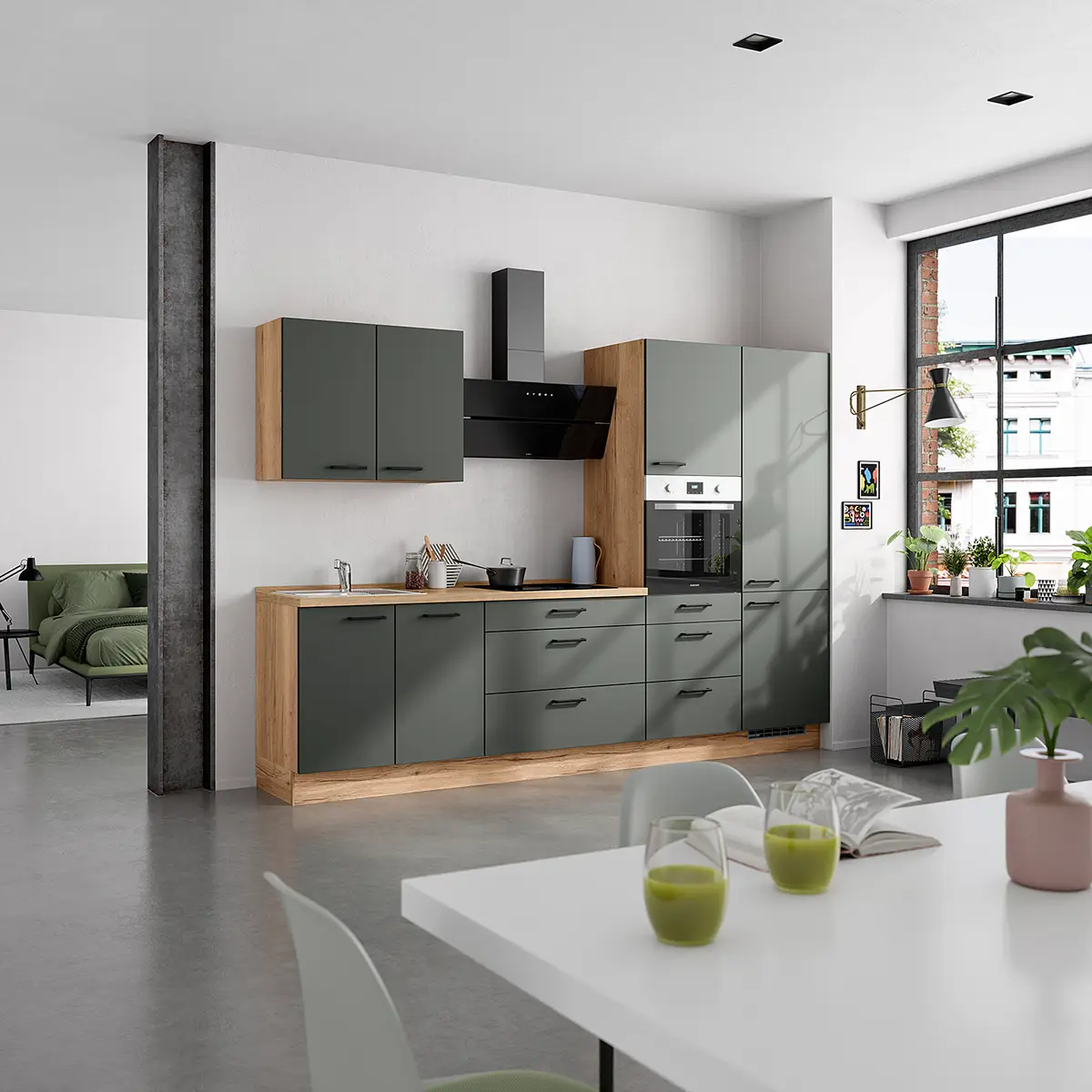 Küchenzeile High-Line Easytouch Kombi D 300cm | Grün