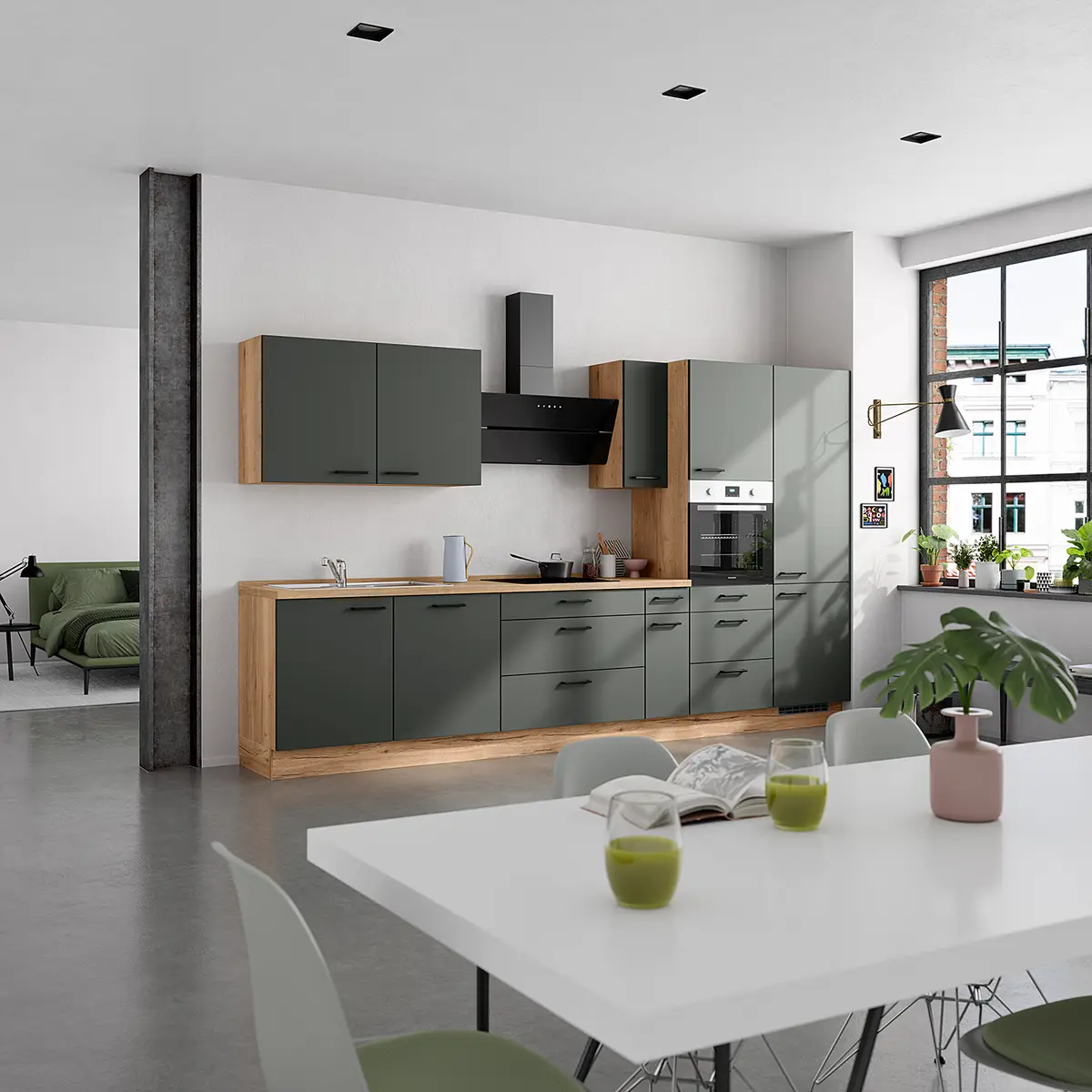 Küchenzeile High-Line Easytouch Kombi D | Grün