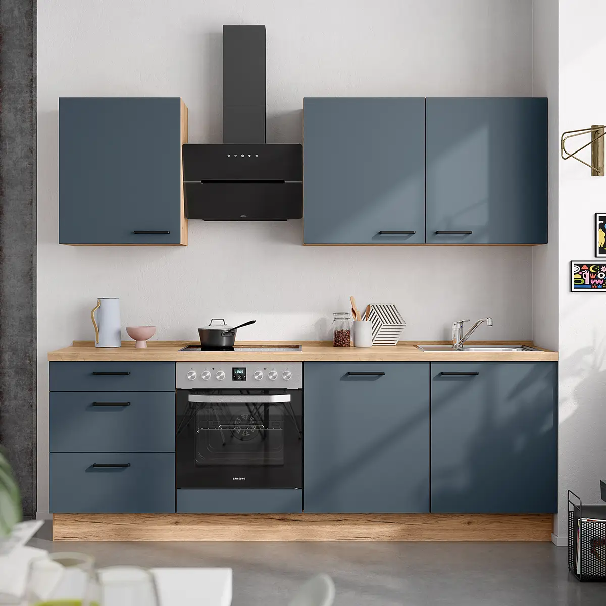 Küchenzeile High-Line Easytouch Kombi C | Blau