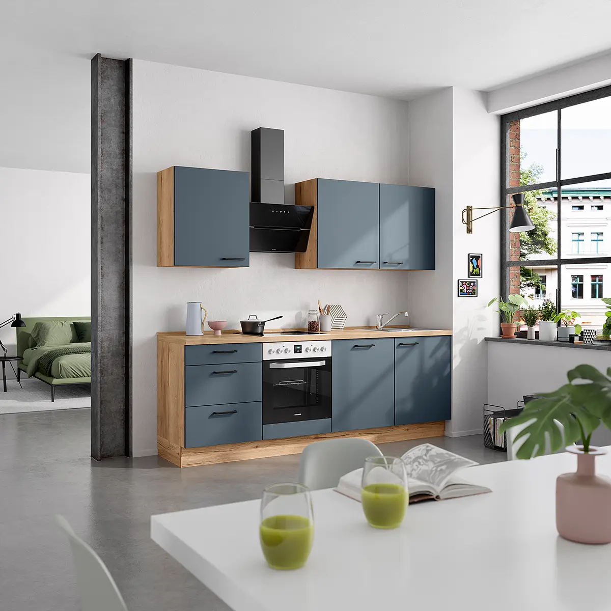 Küchenzeile High-Line Easytouch Kombi C | Blau