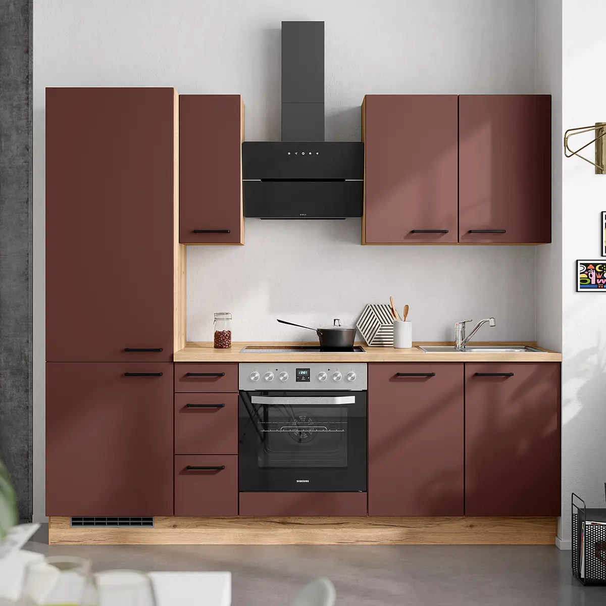 Küchenzeile High-Line Easytouch Kombi A 240cm | Rot