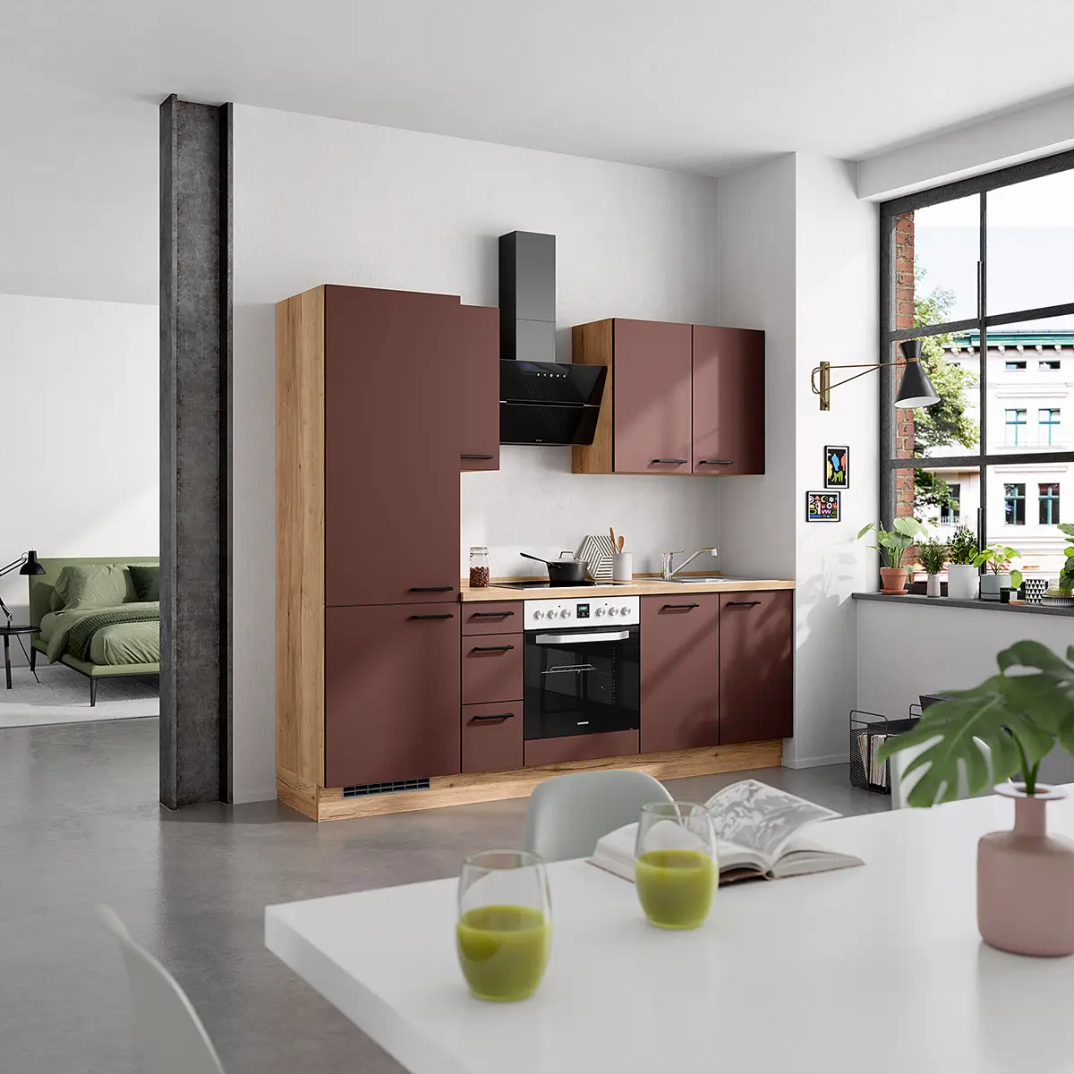 Küchenzeile High-Line Easytouch Kombi A 240cm | Rot