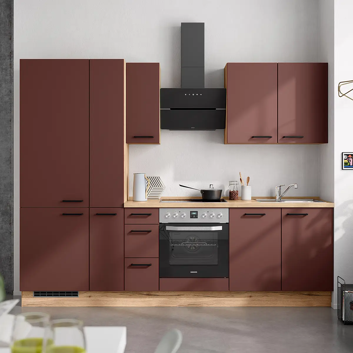 Nobilia Küchenzeile High-Line Easytouch Kombi A 270cm | Rot
