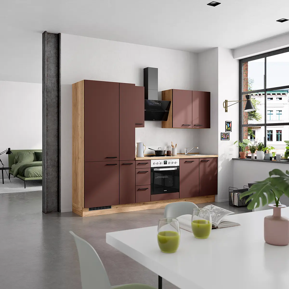 Nobilia Küchenzeile High-Line Easytouch Kombi A 270cm | Rot