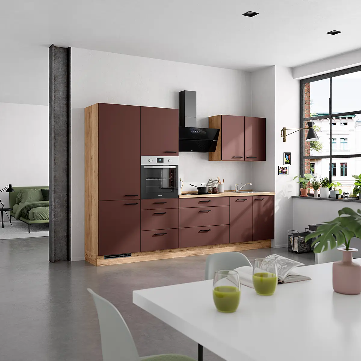 Nobilia Küchenzeile High-Line Easytouch Kombi D 300cm | Rot