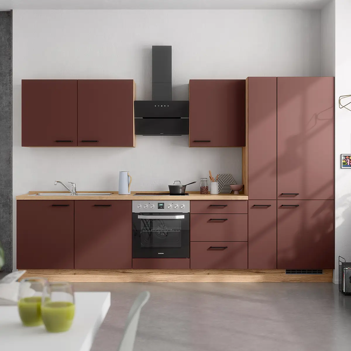 Küchenzeile High-Line Easytouch Kombi C 330cm | Rot